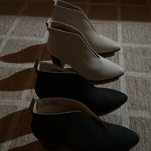 YNS Generic Black and Cream Heeled Boots